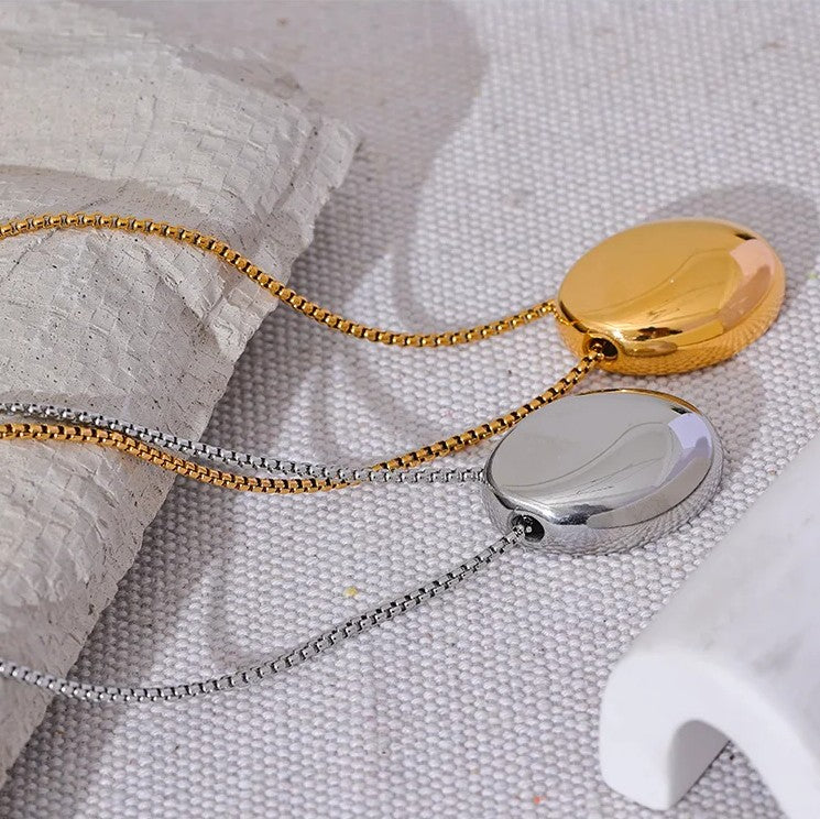 Reflection - Long Oval Necklace Gold / Silver