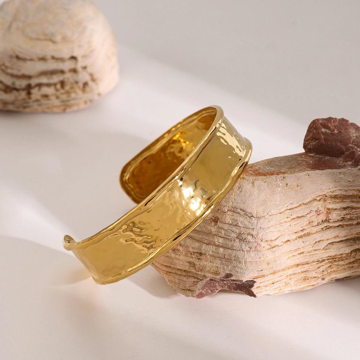 Hammered Cuff Gold Bracelet