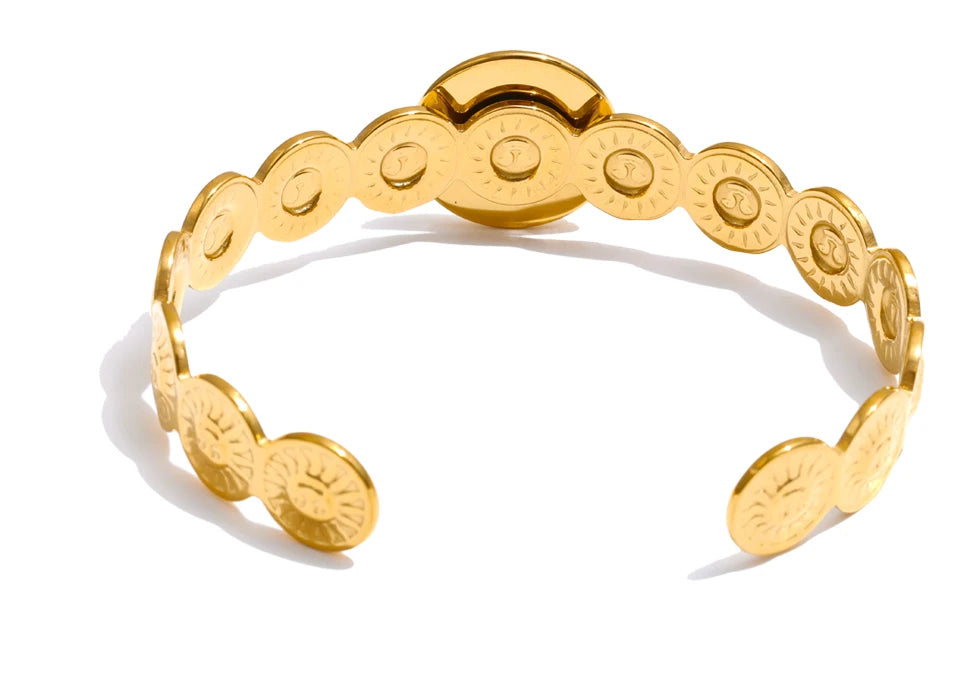 Selene - Mother of Peal Gold Bangle