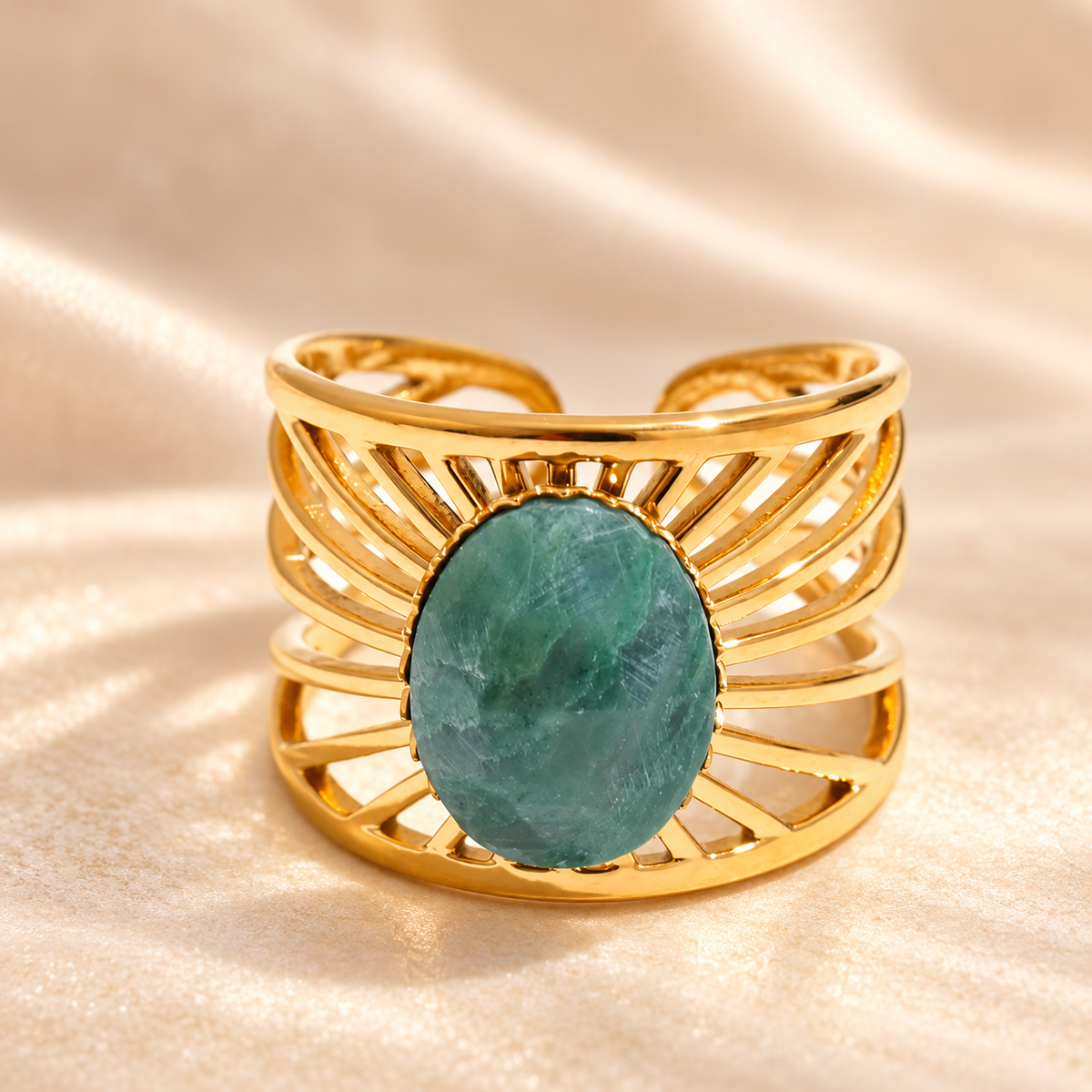 Aurelia – Green Jasper Gemstone Ring