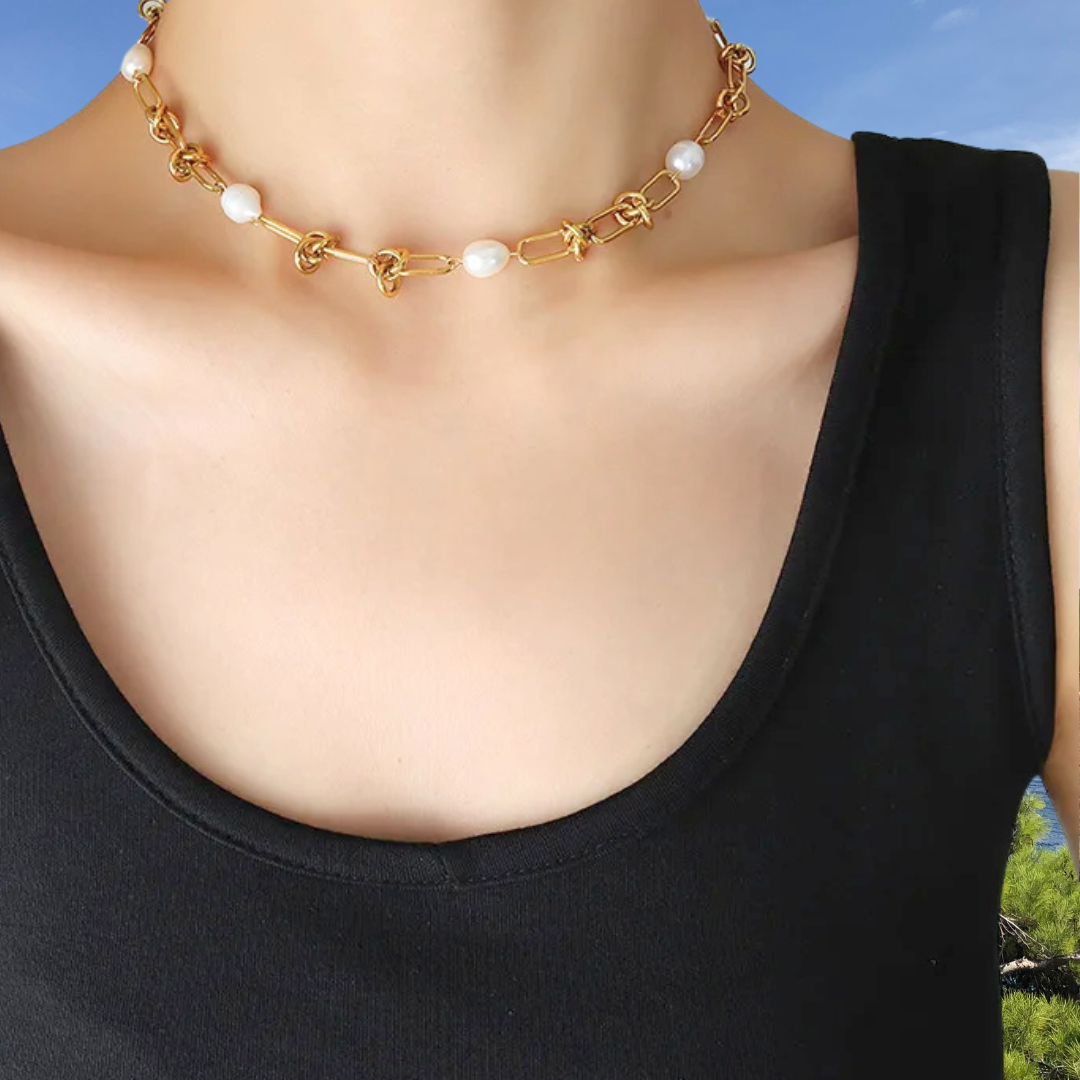 Capri Sunset Baroque Pearl Necklace – Gold