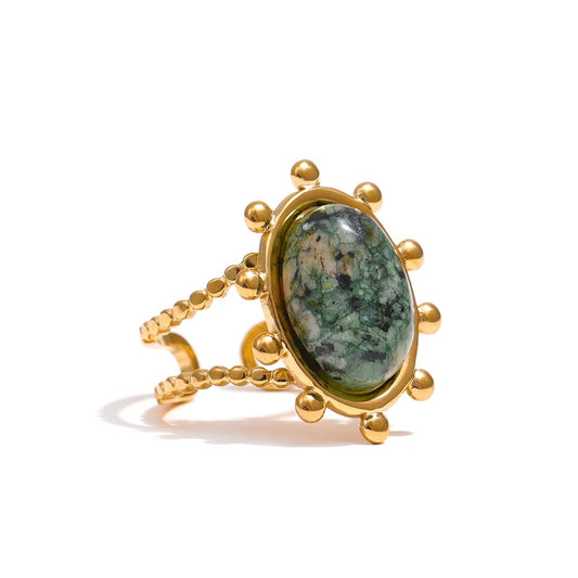 Nature and the Earth -  Gold Ring with African Turquoise Jasper