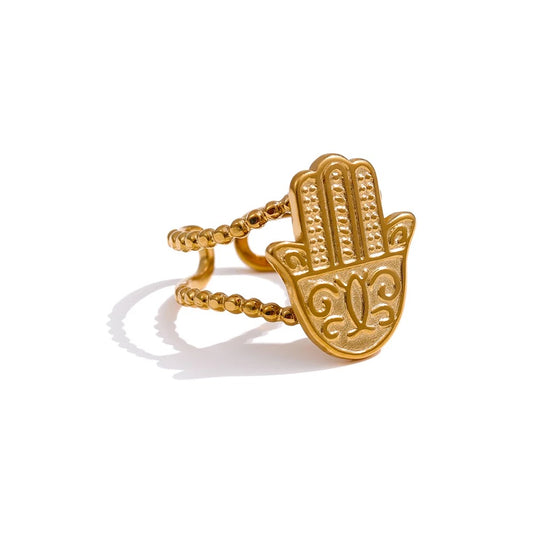 Focus and Confidence -18k Hamsa Open Ring