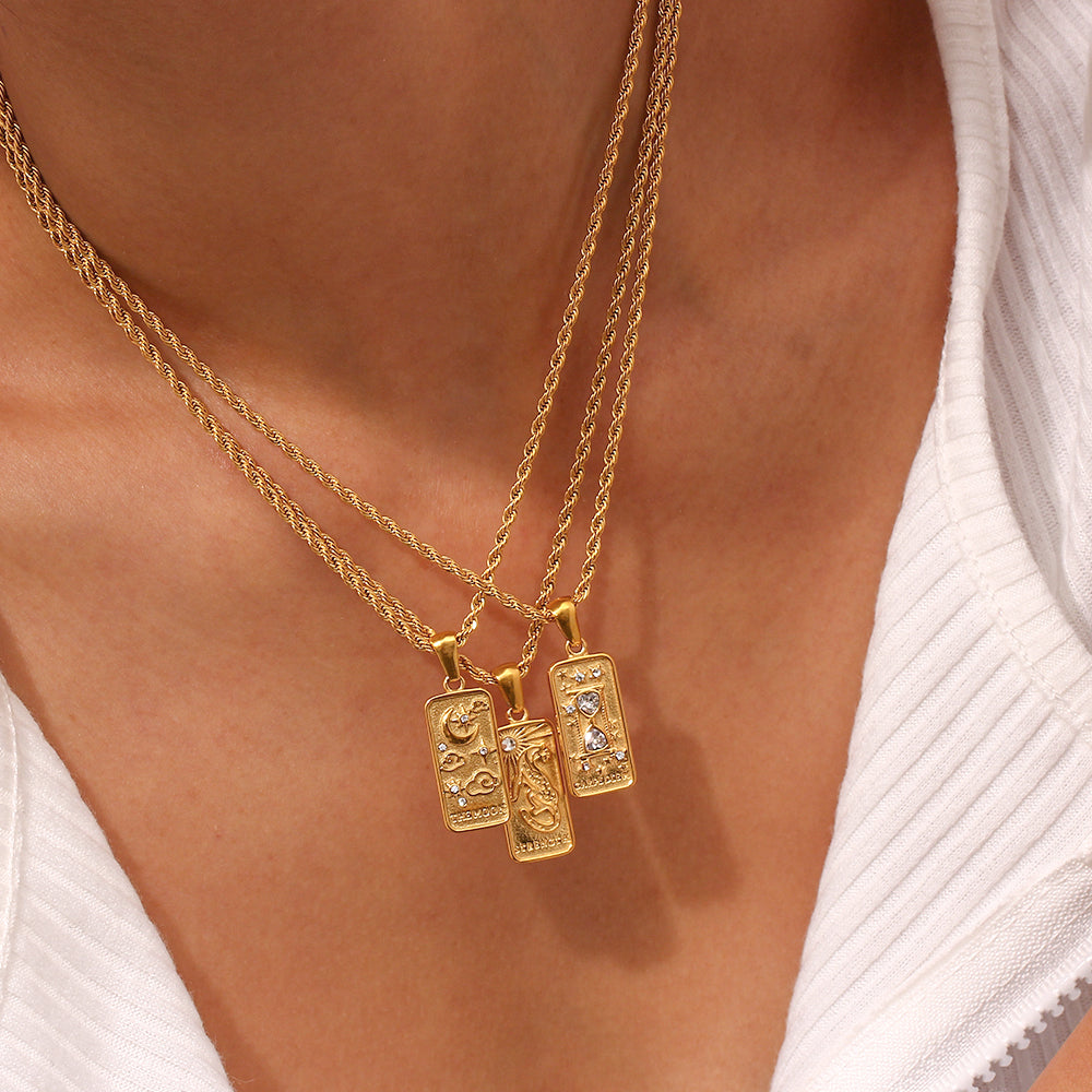 The Moon - Tarot card 18k Necklace