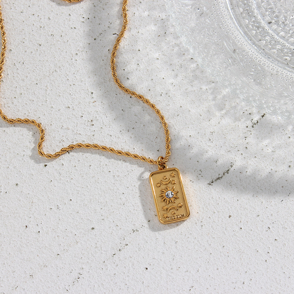 The Sun - Tarot card 18k Necklace