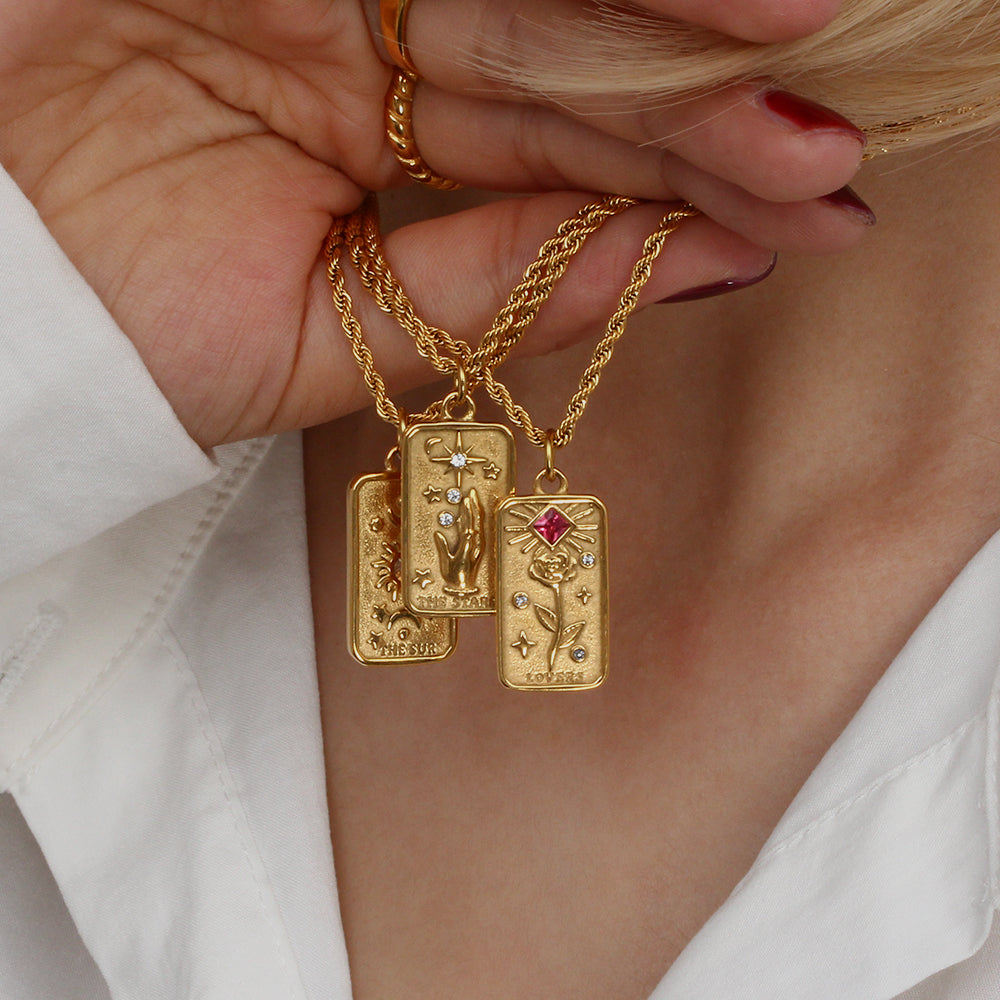 The Stars - Tarot card 18k Necklace