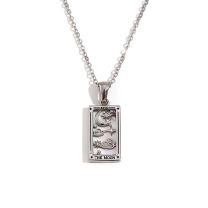 The Moon - Silver Tarot card Dainty Necklace