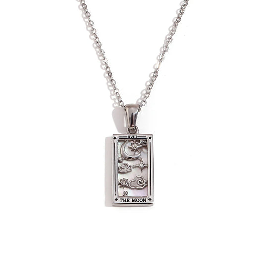 The Moon - Silver Tarot card Dainty Necklace