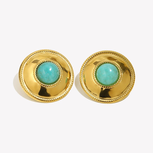 Honest Reflections - Amazonite Stud Gold Earrings