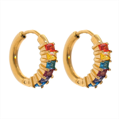 Nova Glow - Rainbow Crystal Hoop Earrings