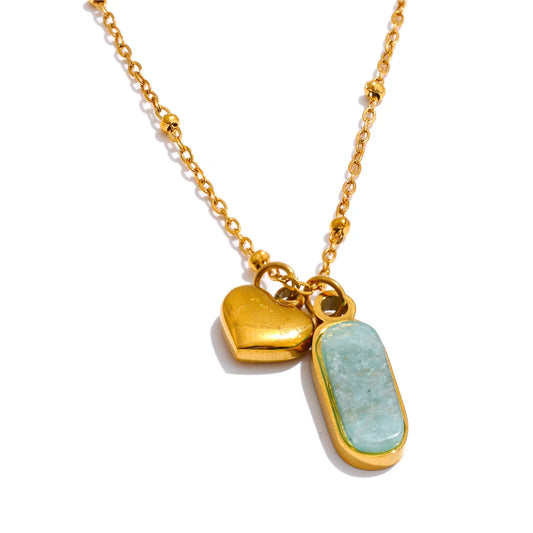Heart & Stone - Dainty Amazonite Necklace Gold/Silver