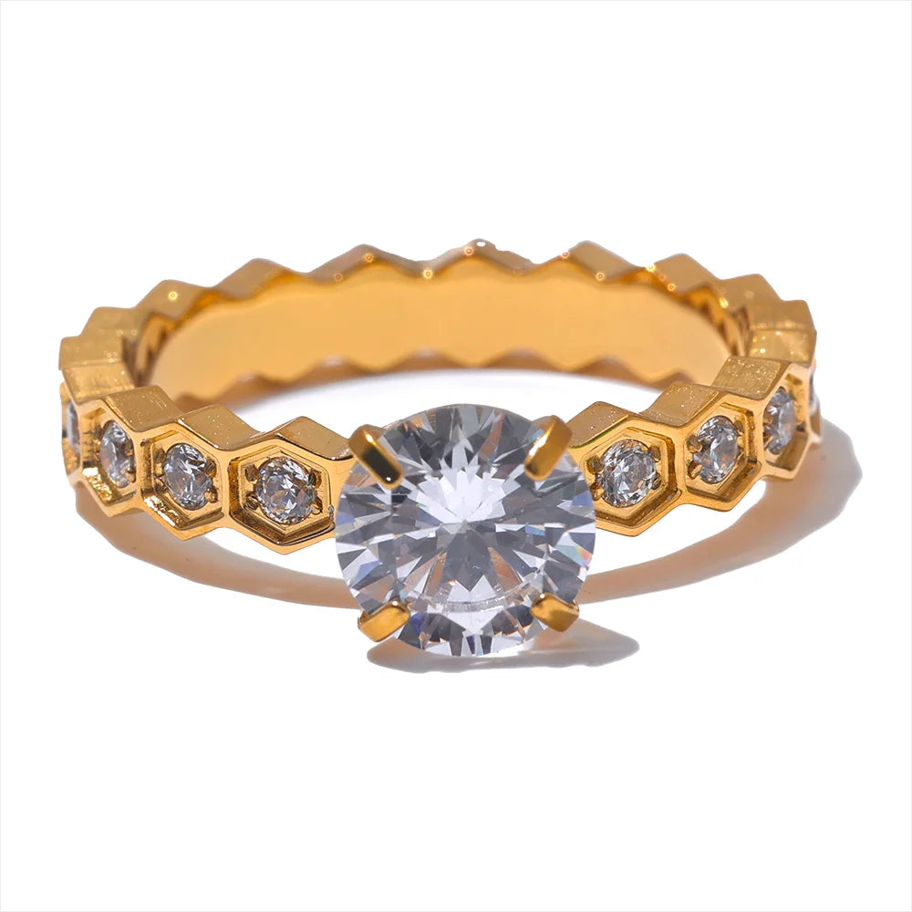 Eternity Ring - Honeycomb Crystal Ring  Gold/Silver