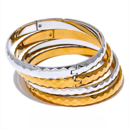 Geometric Pattern Gold/Silver Bangle Bracelet