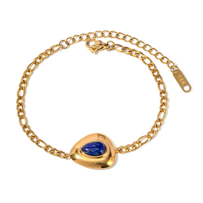 Wisdom and Focus - Gold Figaro Bracelet with Lapis Lazuli