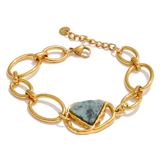Positive Thinking - Green Jasper Gold Bracelet