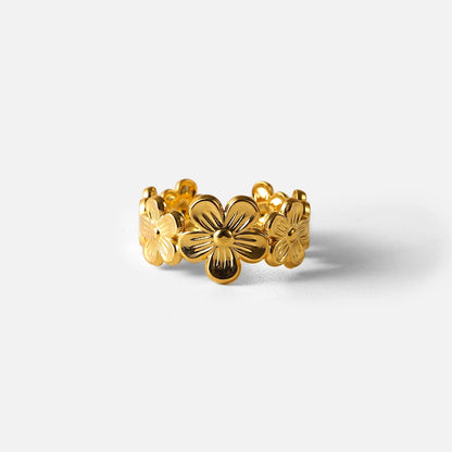 Eternal Bloom: Gold Adjustable Flower Ring