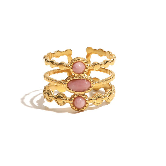 Emotional Balance - 18k Open Ring with Rhodochrosite