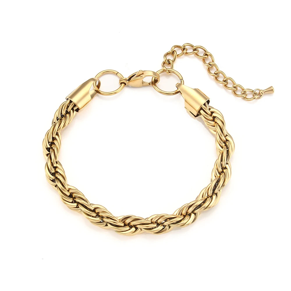 Chunky Gold Twisted Necklace and Bracelet Set