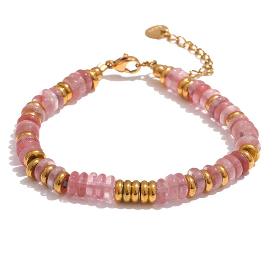 Radiant Love - Rose Quartz Women Gold Bracelet