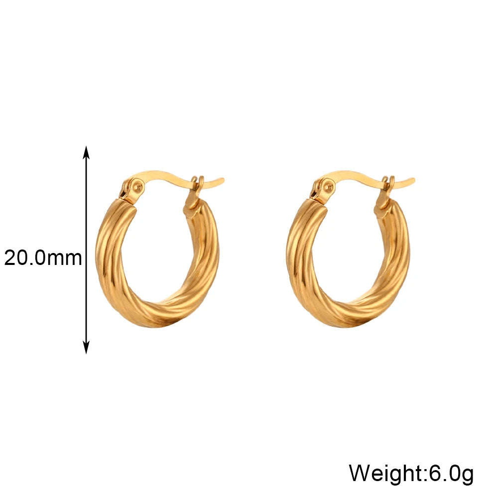 Twisted Wound Hoop Gold Earrings