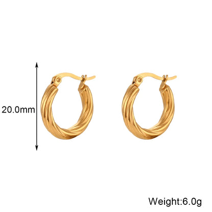 Twisted Wound Hoop Gold Earrings