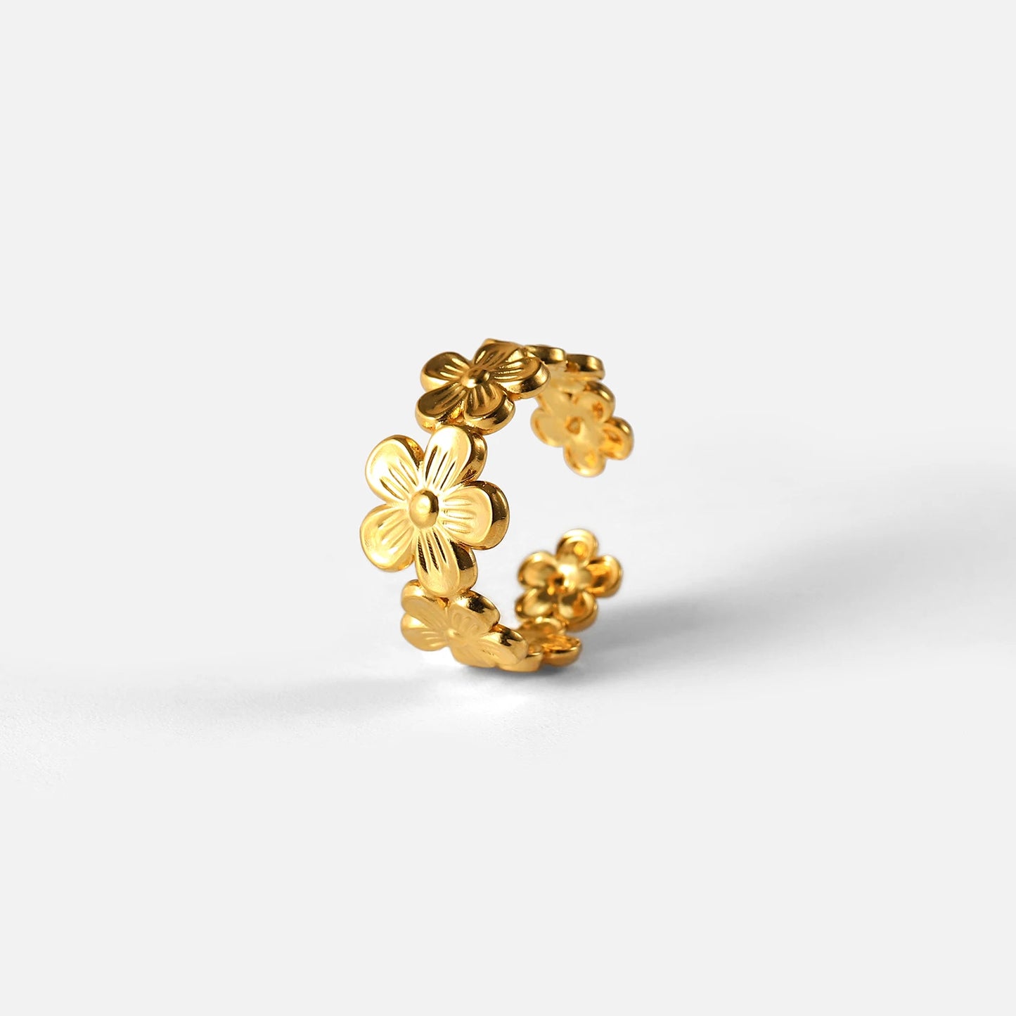 Eternal Bloom: Gold Adjustable Flower Ring