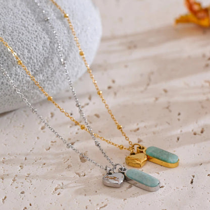 Heart & Stone - Dainty Amazonite Necklace Gold/Silver