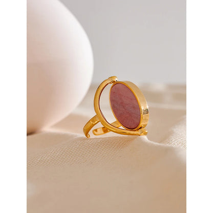 All Kinds of Love - Gold Swivel Ring with Rhodochrosite and Shell