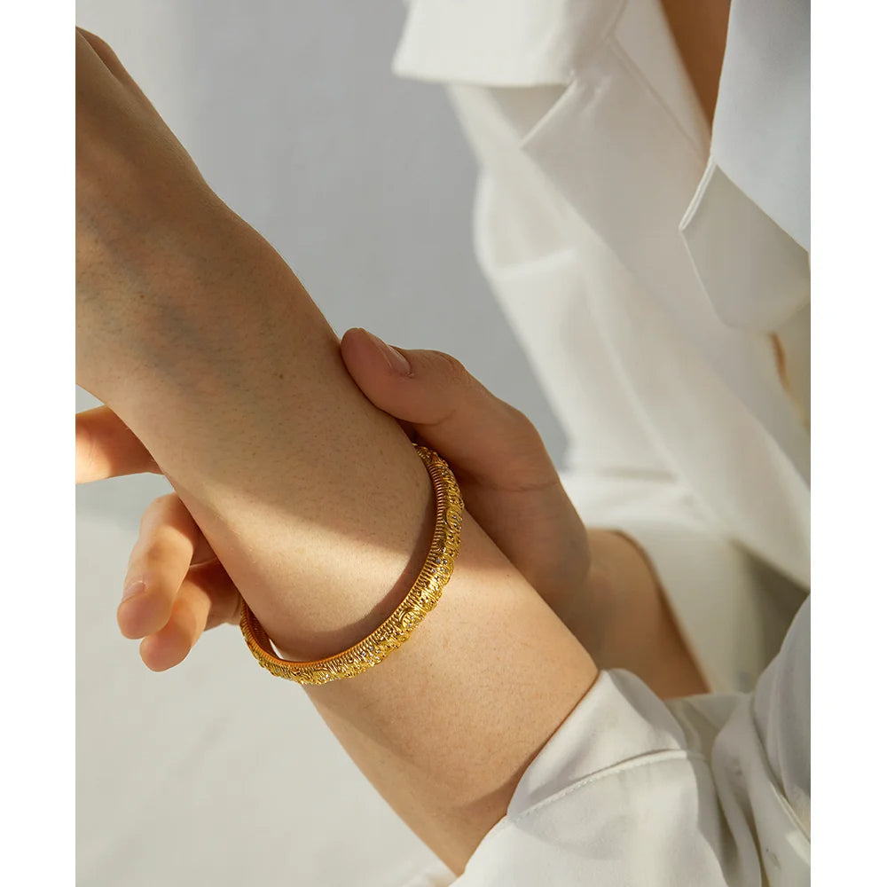 Celestial Dream: Moon and Stars Gold Cuff Bracelet