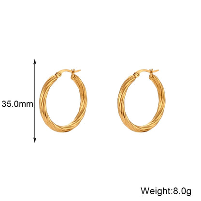 Twisted Wound Hoop Gold Earrings