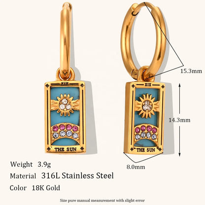 Knight of Cups - Tarot Card Gold Hoop Earrings