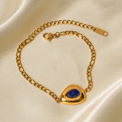 Wisdom and Focus - Gold Figaro Bracelet with Lapis Lazuli