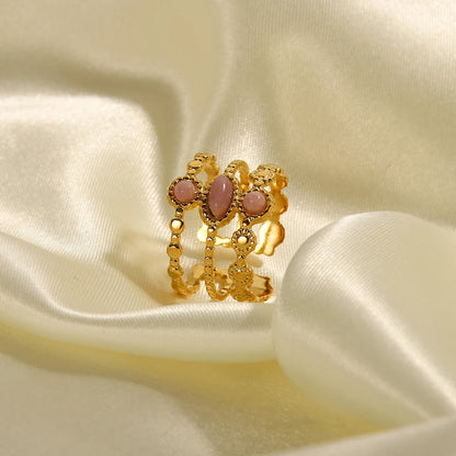 Emotional Balance - 18k Open Ring with Rhodochrosite