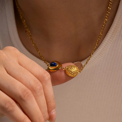 Wisdom and Focus - Gold Figaro Necklace with Lapis Lazuli