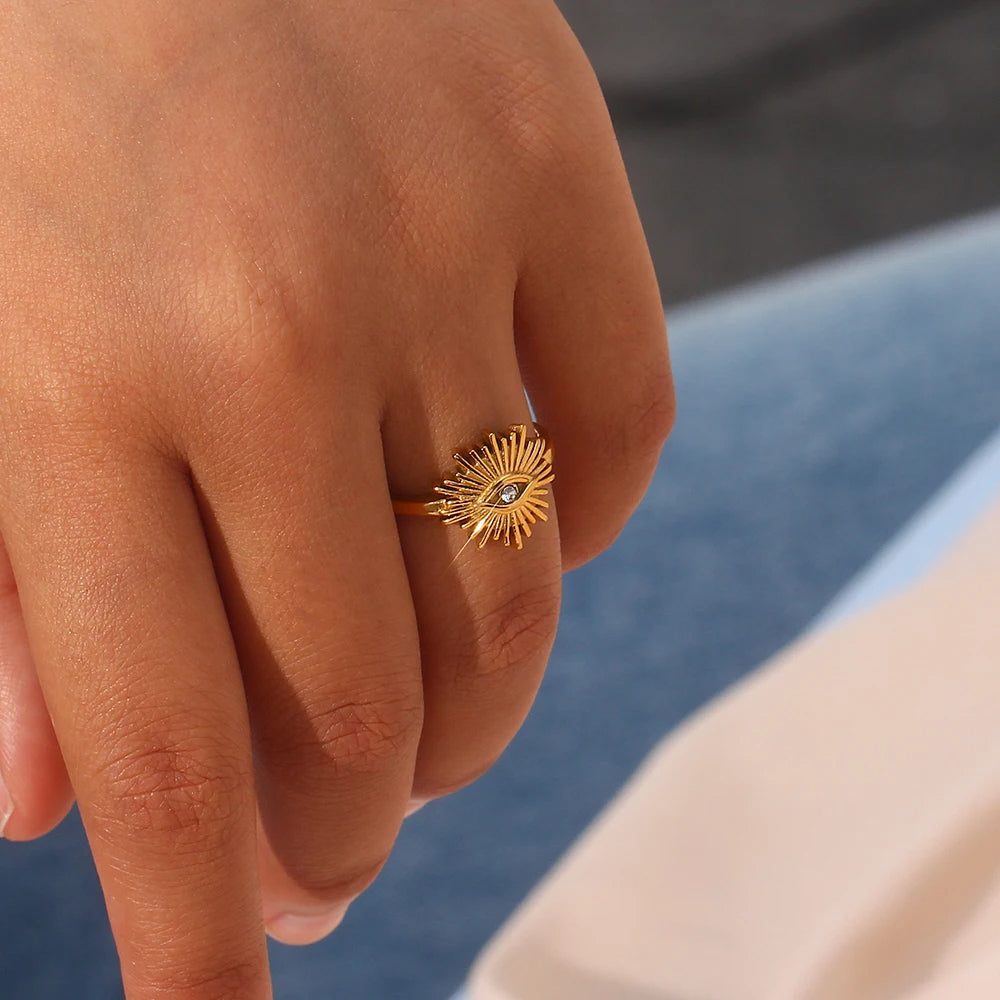 Eye of Protection: Gold Adjustable Evil Eye Ring