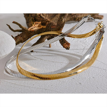 Gold Flat Snake Choker Necklace