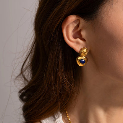 Wisdom and Focus - Gold Stud Earrings with Lapis Lazuli