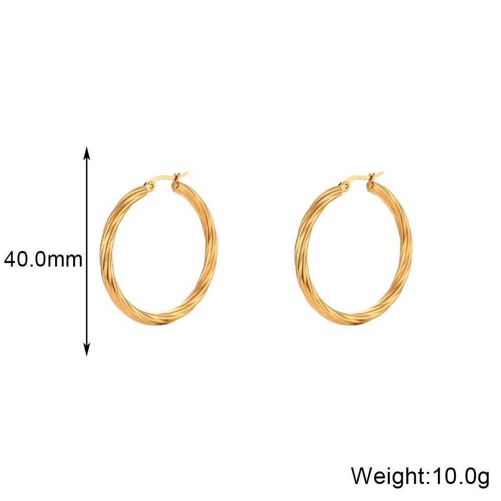 Twisted Wound Hoop Gold Earrings