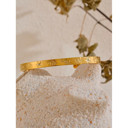 Ocean Treasures - Gold Cuff Bangle Bracelet