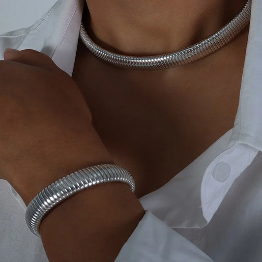 Fusion Bands - Silver Necklace and Bracelet Set