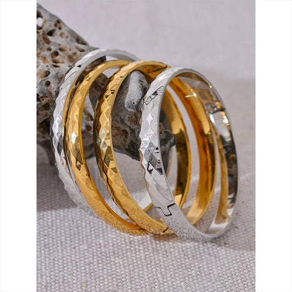 Geometric Pattern Gold/Silver Bangle Bracelet