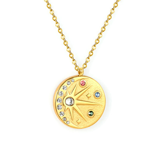 Joy and Positivity - 18k Necklace with Moon and Sun