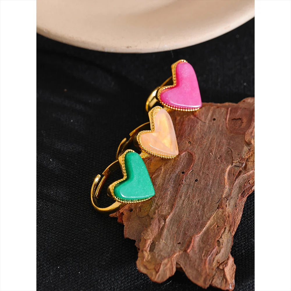 Emotions - Heart Gemstone Adjustable Ring