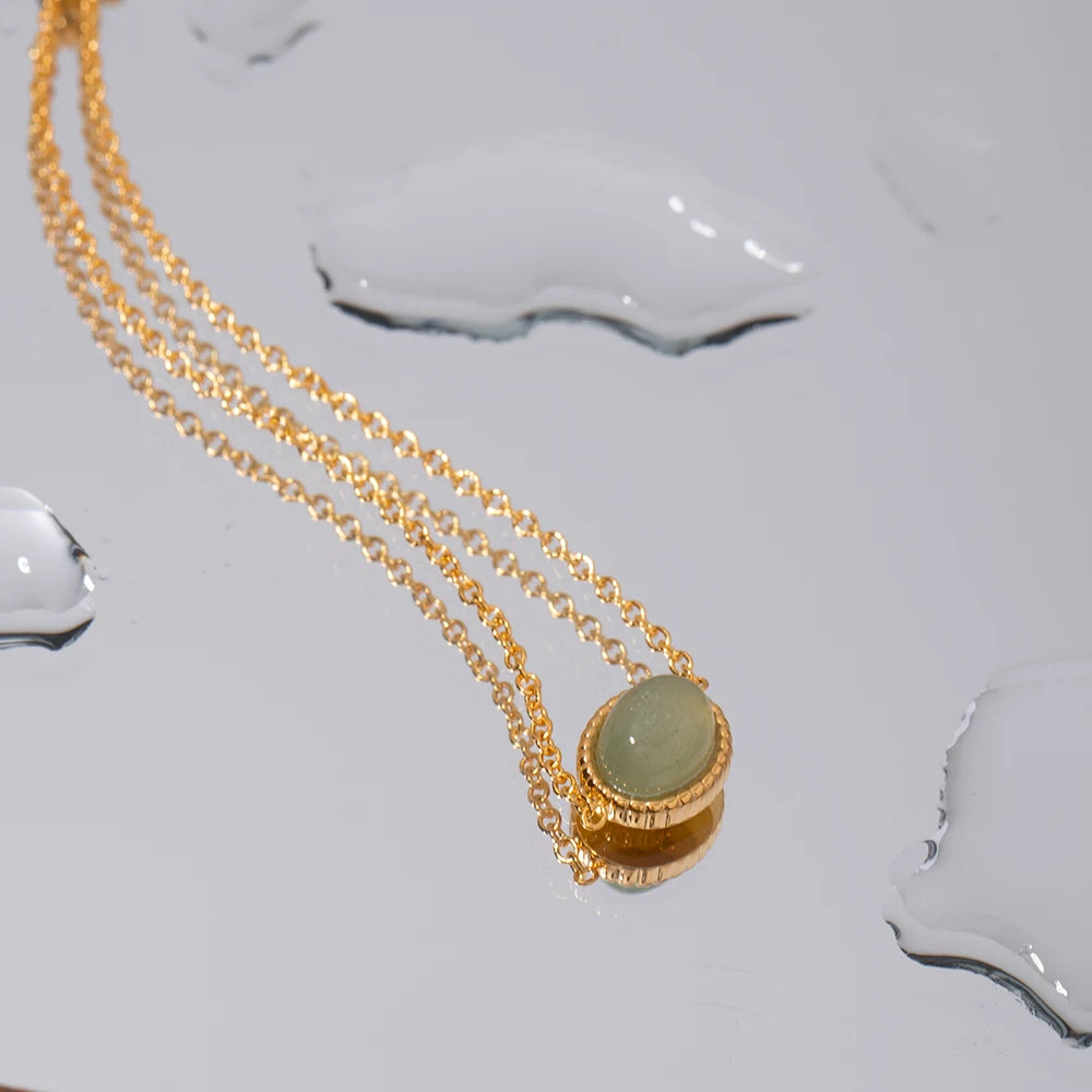 Positive Thinking - Dainty Green Agate Gold Bracelet