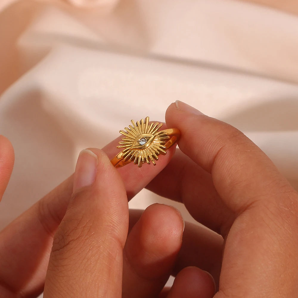 Eye of Protection: Gold Adjustable Evil Eye Ring