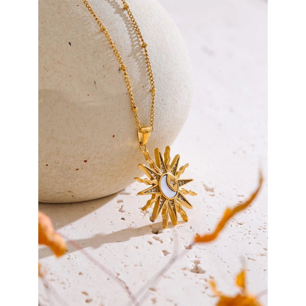 Cosmic Optimism - Sun Gold Necklace with Crystals