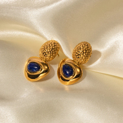 Wisdom and Focus - Gold Stud Earrings with Lapis Lazuli