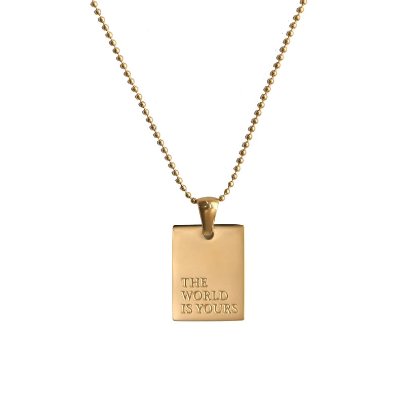 Affirmations - Engraved Gold Motivational Tag Necklace