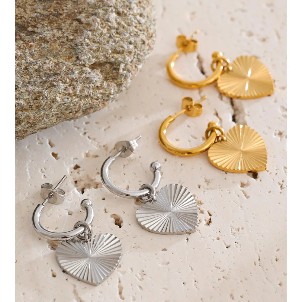 Sunburst Heart Hoop Earrings