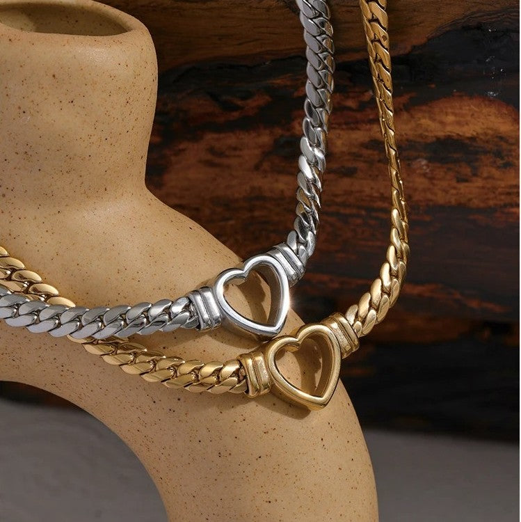 You are Loved - Cuban Chain Heart Gold Necklace